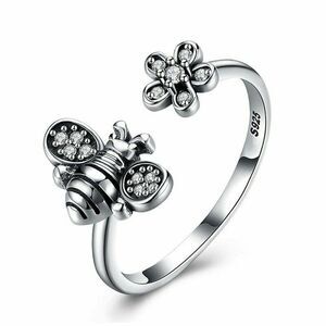 Womens Silver Bee Flower Knuckle Open Ring Size 8